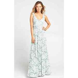 Show Me Your MuMu Jenn Maxi Dress Lovers Lace Silver Sage S